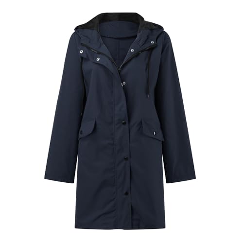 Generisch Sudadera con capucha para mujer, abrigo impermeable para lluvia, chaqueta fija para entrenamiento, exterior, chubasquero para mujer, rojo, impermeable, marine, 3XL