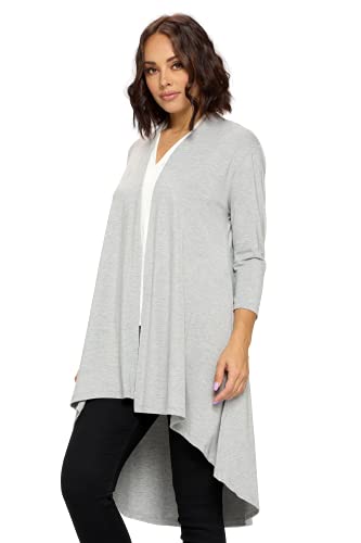 Image of Women's 3 /4 Sleeve Soft Open Front Casual Flowy Long Viscose Made from Bamboo Cardigan