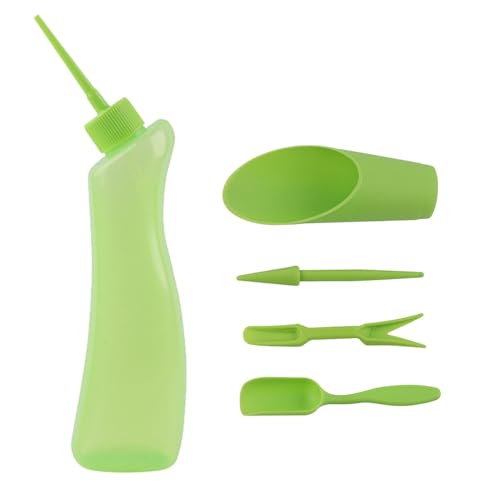 Botella de riego para suculentas, juego de macetas pequeñas de 500 ml, juego de 5 unidades con boquilla puntiaguda, maceta de goteo de flores con cabeza curvada para macetas de verduras