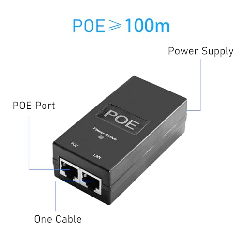JideTech POE Injector 48V 24V, Iniettore Power Over Ethernet 2 Port RJ45 10/100Mbps IEEE802.3i 10 Base-T,IEEE802.3i 100 Base-TX, IEEE802.3X,Plug & Play for PoE IP Camera by JideTech - Image 2