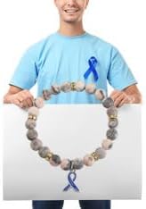 Zuo Bao Blue Ribbon Awareness Charm Colon Cancer Fighter Bracelet Dark Blue Awareness Ribbon Gift Inspirational Bracelet for Cancer Survivor - Image 3