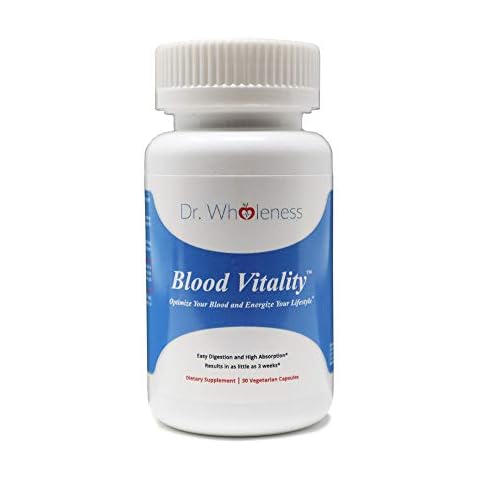Dr. Wholeness Blood Vitality - Daily Iron Supplement and Multivitamin - Boost Ferritin and Energy, Most Effective Iron Supplement, High Potency, Non Constipating, No Nausea, and Bioavailable - 30 Caps Cover