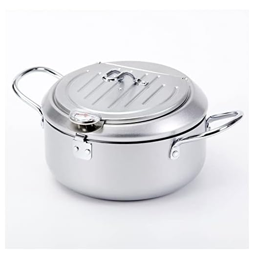 Tempura Deep Fryers, Deep Fryer Med Termometer Kontroll och Lock, Tempura Fryer Pan, Fisk Fryer Med Kylställ for Frying Bläckfisk, Räka och Kyckling (Blanco : Silver, Size : 24cm)