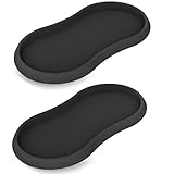 Koluti Salt and Pepper Mill Silicone Tray Set of 2, Kitchen Pepper Grinder Rest Seasoning Bottle Holder for Counter, Dining Table Protector and Rustic Small Board Decorative Serving Platter, Black