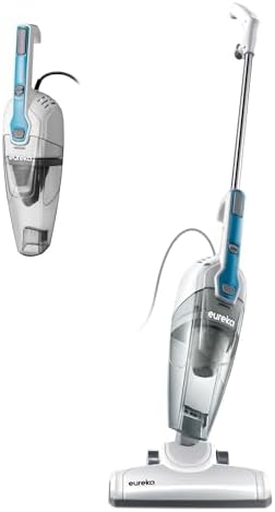 Eureka Home Lightweight Corded Stick Vacuum Cleaner, Powerful Suction Convenient Small Vacuum for Hard Floor, 3-in-1 Hand Vacuum, Aqua Blue, NES100
