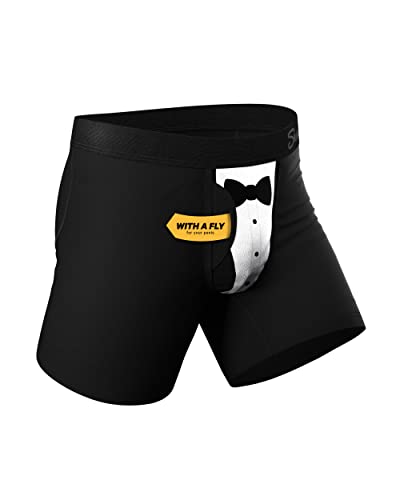 Shinesty Ball Hammock Pouch Underwear For Men | Mens Underwear Boxer Briefs With Fly | Us Large Tuxedo #TOP4