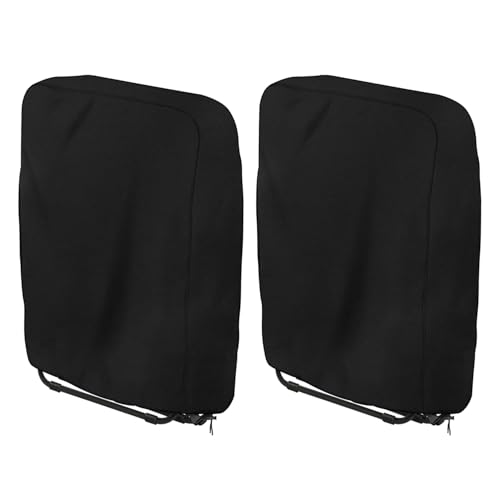 Dokon 2X Funda para Sillas Plegables de Jardín Impermeable, Funda Tumbona Plegable Exterior Tela Oxford 420D Anti Viento Anti UV Funda Protectora Silla Plegable Terraza (110x71x20/34cm) - Negro