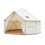 DANCHEL OUTDOOR B6 4 Season High Wall Yurt with Stove Jack, No Center Pole, Flame Retardant 900D Oxford Large Bell Tent Cabin House 4-5 Person Family Glamping, 13ft/4m