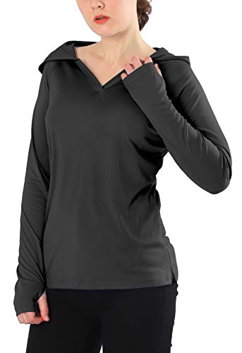 Image of Women's Slim-fit UPF 50+ Sun Protection Hoodie Long Sleeve Athletic Top Shirt with Thumbholes for Running, Fishing, Hiking