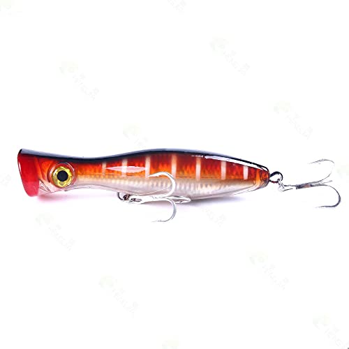 6Pcs/Lot 13Cm/43G Saltwater Fishing Popper Lure Topwater Popper Lure Artificial Lure Big Game 3D Eyes Hard Baits With Treble Hooks For Gt Striped Bass,Trout,Tuna,Kingfish (A 3Pcs) #TOP4
