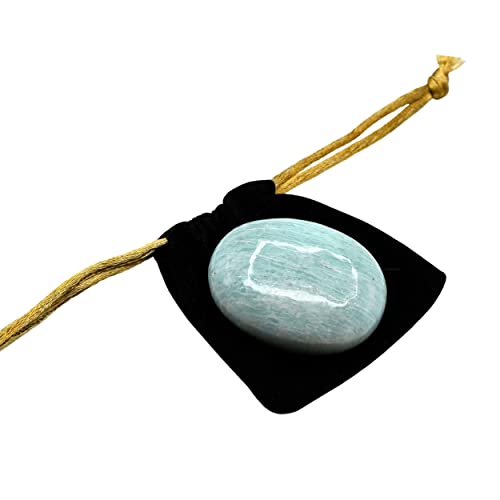 Image of Amazing Gemstone Amazonite Crystals and Healing Stones - Large Palm Stone Crystals Piedra - Crystal for Good Luck, Balanced Positive Energy, Meditation - Unique Stocking Stuffers, Gifts for Women, Men