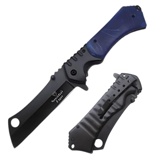 Snake Eye Tactical Heavy Duty Folding Pocket Knife Outdoors Camping Hunting Fishing. (Black & Blue)