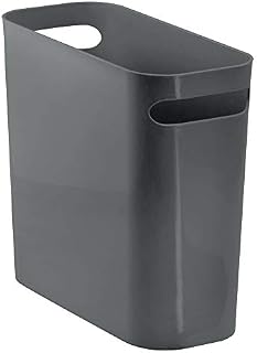 mDesign Slim Plastic Rectangular Small Trash Can Wastebasket, Garbage Container Bin with Handles