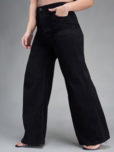 Image of Miss Chase A+ Women's Wide-Leg High Rise Regular-Length Stretchable Denim Jeans