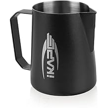 IKAPE Coffee Products, 600ml Milk Frothing Pitcher, Stainless Steel Milk Steaming Pitchers, Cappuccino Latte Art Barista Steam Pitchers Coffee Milk Frother Cups20 ozBlack