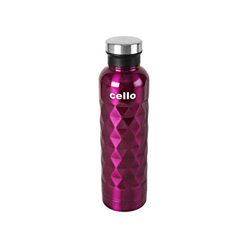 Cello Invictus Stainless Steel Double Walled Bottle, Hot and Cold, 700ml, Purple | Vacusteel Water Flask with Durable DTP Coating | Leak Proof Flask for Beverages | Ideal for Home, Travel, Office