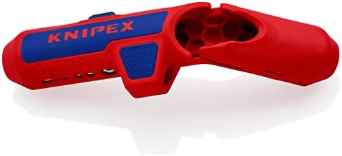 KNIPEX ErgoStrip Universal-Abmantelungswerkzeug, 16 95 01 SB | für Rechtshänder, in Blister, für Rundkabel, Koaxialkabel, Datenkabel, Abisolierwerkzeug