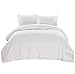 3-piece Luxury 100% Long Staple Cotton Solid Color Duvet Cover Set,Smooth & Ultra Soft (Queen, Cream White)