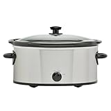 Mainstays 6-Quart Oval Slow Cooker with Glass Lid | Manual Slow Cooker with 3 Heat Settings (Low, High, Warm) | Removable Stoneware Crock & Stainless Steel Finish | Serves 6-7 People for Family Meals