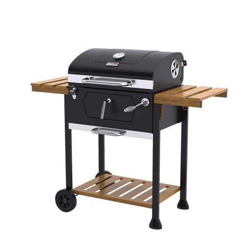 Royal Gourmet 24-Inch Charcoal BBQ & Smoker – Spacious Outdoor Grill with Adjustable Charcoal Pan & Warming Rack for Backyard BBQs
