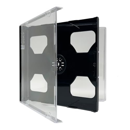 mediaxpo 50 Standard Black Smart Tray Double CD Jewel Case
