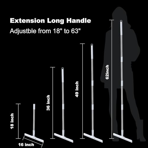 JOYBOS Metal Rubber Squeegee Broom For Floor,62" Long Handle Window Squeegee, Silicone Pet Hair Remover,For Indoor Cleaning,Cleans Glass, Hair, Fine Dust, Liquids, Suitable For Floors,Rugs,Multicolor