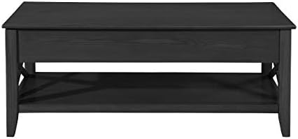 Christopher Knight HomeLaurel Luke Farmhouse Faux Wood Lift Top Coffee Table, Black, 23.75 in x 48 in x 19.5 in