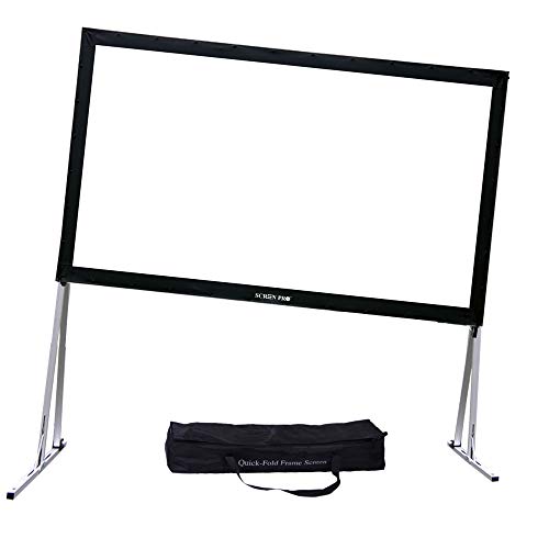 SCREENPRO Projector Screen with Stand Adjustable Legs (Max 46.9") 150" Portable Outdoor Fast-Folding Movie Screen HD Ultra 4K with Carry Bag for Indoor/Outdoor,Home Theater Camping or Family Trips