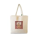 Longitud asas: 60 x 2 cm all sas Bolso shopper de tela de algodón 100% con estampado Frida Kahlo, beige, 38x42 cm