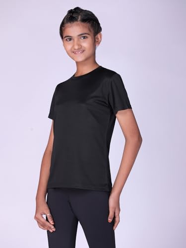 Image of Girls Active Sports Wear Solid Skinny Fit Leggings and T-shirt Polyester Set /Sets For Multi-Sports Gym Yoga Dance Gymnastics & Running(4 TO 14 YRS)