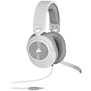 Corsair HS35 STEREO Auriculares Multiplataforma Ligeros con Cable para Juegos – Micrófono Desmontable – Controladores de Neodimio – PC, PS5, PS4, Xbox, Nintendo Switch, Móvil – Blanco