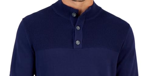 Club Room Mens Cotton Henley Pullover Sweater Navy S2