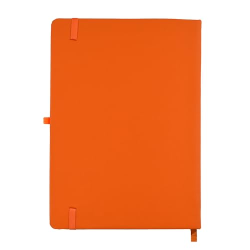 Image of Cubic Premium A5 Hardbound Diary | PU Leather | Bright Orange Color | Elastic Closure | Built-in Ribbon Bookmark | Pen Holder | Ideal for Office, School & Personal Use