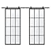 JUBEST Double Barn Door 72 x 84 in with 13FT Top-Mounted Hardware Kit, 2 Sets of 36x84 in Clear Tempered Glass Aluminum Black Frame Barn Door, Easy Assembly