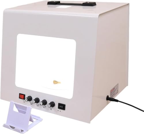 Lbxlhr Portable Light Box Photography Mini Photo Studio Photography Softbox 3000-5500k Dimmable Rotating Turntable for Jewelry Photography Video 3D Scanning(TB300)