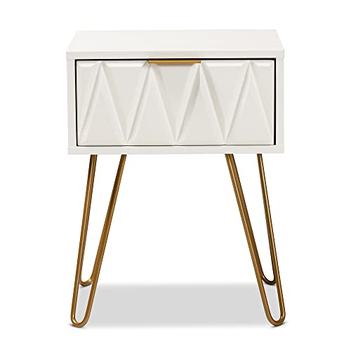 Baxton Studio Holbrook End Table, One Size, White/Gold #TOP4