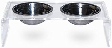 Bark & Market Acrylic Pet Dining Table - Attractive Pet Dishes Suitable for Cats and Dogs - Elevated Cat Feeder Stand with Double Bowl -…