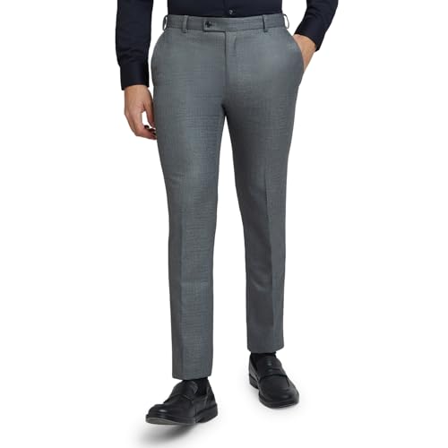Image of Raymond Men's Slim Fit Mid Rise Polyester Blend Flat Front Formal Trouser