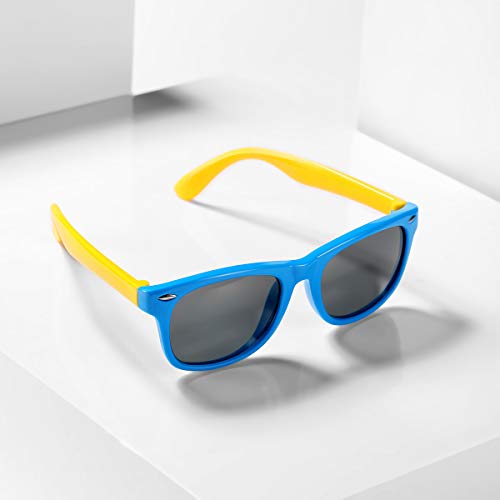 Azorb Kids Polarized Sunglasses Tpee Rubber Flexible Frame For Boys Girls Age 3-10, 100% Uv Protection (Blue Frame) #TOP1