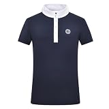 Imperial Riding Kinder Turniershirt IRH Basic Glam, Kurzarm Reitshirt mit Stehkragen, leicht und atmungsaktiv, Navy, 152