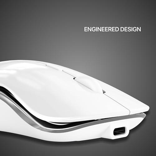 Image of Zebion Connect-3 Triple Mode /Multidevice Mouse,Rechargeable Battery with Type C Cable,Upto 2400 DPI, Silent Click, Ergonomic Design (Bluetooth 5.3 +Bluetooth 5.3, 2.4GHz Wireless) (White)