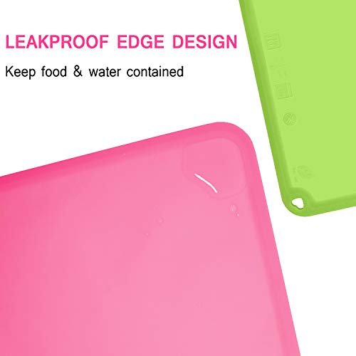 Silicone Kids Baby Toddlers Placemats, Large Silicone Mat For Crafts Liquid Resin Jewelry Casting Molds Mat, Multi-Purpose Silicone Placemats, 2Pack, Rose Red & Green #TOP7