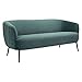 HomeRoots Power Coated Steel & Plywood Glam Green Pleated Velvet with Black Sofa