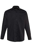 Bügelfrei JP 1880 Herren große Größen bis 8XL, Hemd, Businesshemd, Oberteil, Bügelfrei, Kent-Kragen & Brusttasche, Comfort Fit, Baumwolle schwarz 3XL 713989 10-3XL
