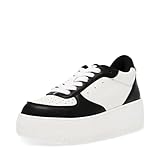 Steve Madden Women's Rocket Sneaker, Black/White, 8