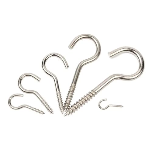 ESESE Anillo de ojo de carnero chapado, gancho de tornillo autorroscante, taza de signo de interrogación de madera de hierro colgante(Hooks,4-50pcs)