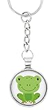 schmuck-stadt Frosch Motiv Cabochon Schlüsselanhänger silberfarben Taschenanhänger grün