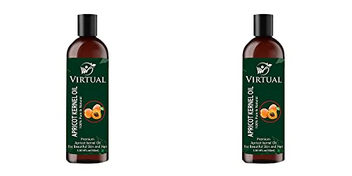 Image of VIRTUAL Pure Apricot Essential Oil For Stronger Hair, Body Skin Care, Moisturizing Dry Skin, Eyelash & Nails Cold Pressed Oil With No Mineral & Silicones