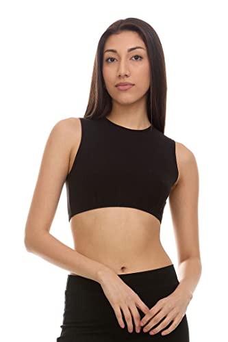 KIKI RIKI Womens Cotton Sleeveless Crop T-Shirt Shell 14915 Black x Large