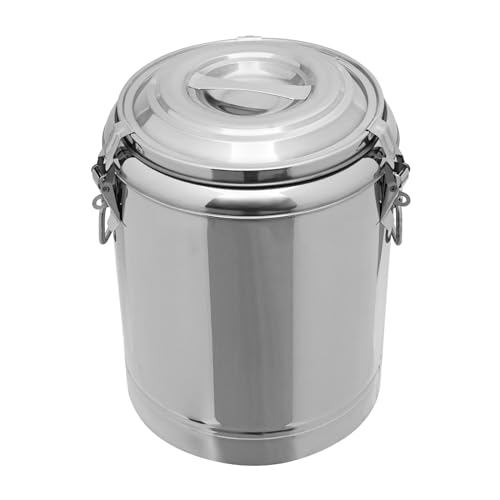 Susoso Récipient isotherme en acier inoxydable - 14 l - 26,5 x 40 cm - Rond - Récipient de transport thermique professionnel - Avec couvercle - Pour boissons chaudes et froides - Argenté